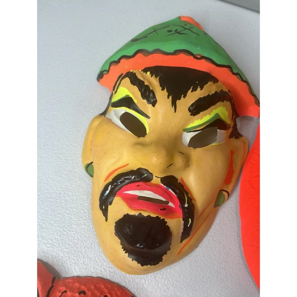Vtg Halloween Mask Lot Cat, Tiger, Steve Miller, Asian